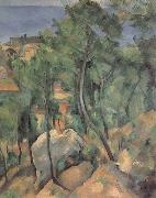 Paul Cezanne Boulders,Pine trees and sea at l-estaque oil painting artist